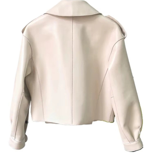 Vestes pour femmes de haute qualité en gros, design élégant, veste en cuir PU, veste en cuir à col rabattu personnalisée - Product Image 2