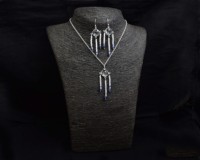 Ensemble de collier de boucles d'oreilles Boho faites à la main en zircon cubique avec multi-pierres naturelles en quartz aqua, collier de pierres de naissance plaqué or, perle principale