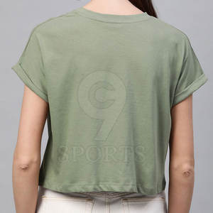 Summer Women's Stretch Fabric Knitted <b>Crop</b> Top with <b>Long</b> <b>Sleeves</b> Gym Training Casual Streetwear Short <b>Sleeve</b> Top - Product Image 3