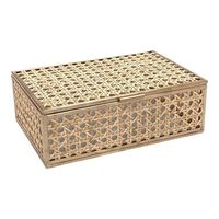 Boîte à bijoux artisanale indienne moderne en osier/rotin, multifonctionnelle, gain de place, boîte de rangement, décoration pour la maison et les fêtes