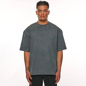 Venta al por mayor en blanco 100% lavado ácido de algodón peinado personalizado hombres camiseta vintage de gran tamaño - Product Image 1