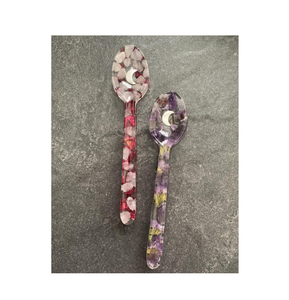 Cuillère en résine 3 pcs poignée cuillère pour servir des salades couverts faits à la main salade pour Offre Spéciale de couleur rose - Product Image 2