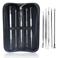 Kit d'extraction d'acné à double tête d'aiguilles de lancette en acier inoxydable de 5 pièces outil de nettoyage des imperfections pour le nettoyeur de pores de points noirs