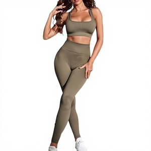 Ensemble de yoga pour femmes, soutien-gorge de sport slim fit et leggings extensibles, vêtements de fitness pour la salle de sport, la course à pied et l'entraînement, impression de logo personnalisée - Product Image 1