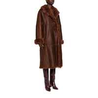 Manteau long d'hiver décontracté pour femme en cuir de vache véritable marron vintage, fabrication sur mesure de luxe, grande taille, respirant, en coton