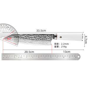 Vente en gros de couteau de cuisine personnalisé de haute qualité OEM ODM lame tranchante fixe manche de couteau en acier Damas couteau de chef couteau à trancher - Product Image 4