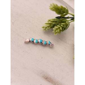 Broche Zuni artisanale en forme de chenille, ornée de pierres multicolores et de turquoise, en argent sterling – Idéale pour un cadeau - Product Image 3