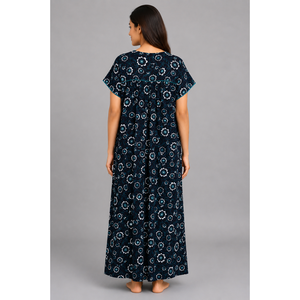 Evolove Women's Soft <b>Sleeveless</b> Sleep Dress Dark Navy Free Size Breathable & Sustainable - Product Image 6