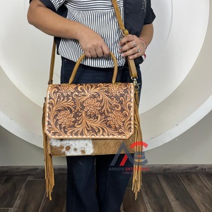 Bolso bandolera de piel de vaca, sencillo y elegante, ligero y de gran capacidad, bandolera con asa de hombro, novedad - Product Image 1