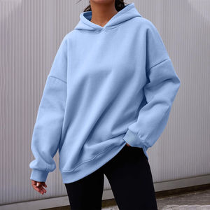 Sweat à capuche baggy surdimensionné pour femmes impression personnalisée motif solide courte longueur vêtements de créateur de mode-vente en gros sweat à capuche vierge - Product Image 4