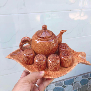 <b>Small</b> coconut wooden <b>pot</b> for <b>tea</b> serving natural coco wood teapot with best price customization accept - Product Image 6