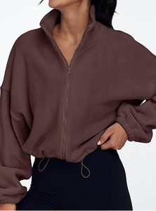 Vestes en polaire pour femmes, sweat-shirts oversize à fermeture éclair, vêtements d'hiver, manches longues, crop top en sherpa, tenues d'automne, mode - Product Image 6