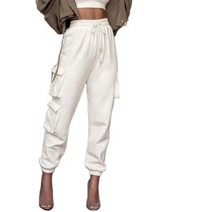 2023 nueva ropa informal de algodón de alta calidad para correr, pantalones Cargo para mujer, ropa informal, pantalón Cargo largo y ancho, 100% algodón - Product Image 1