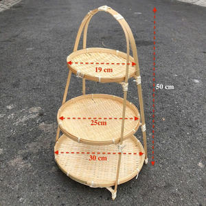 Handwoven Bamboo Storage <b>Basket</b> / Natural Bamboo Multi-Tier <b>Tray</b> Durable For Food Decoration Wedding , Event, Birthday ... - Product Image 3