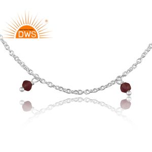 Best Selling Fine Sterling Silver Natural Garnet Gemstone <b>Charm</b> <b>Bracelet</b> Custom Jewelry for Women Gift for Her - Product Image 2
