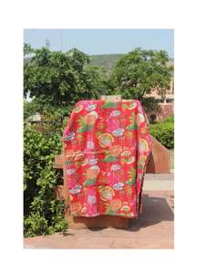 Couverture décorative en coton violet, couvre-lit Kantha Vintage, fait à la main - Product Image 5