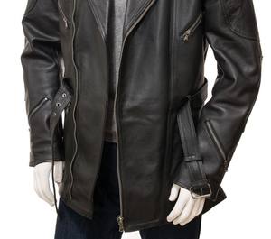 Abrigo largo de cuero de vaca genuino 100% de alta calidad Casual para hombres bolsillos con cremallera con viscos transpirables forro de satén de talla grande - Product Image 5