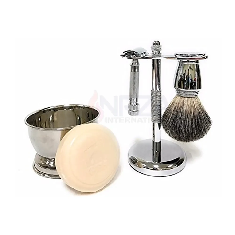 Low MOQ Shaving Brush Kit double Edge Safety Razor Gift Box Shaving Brush Set Para Homens