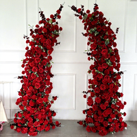 Arche florale de luxe en soie bordeaux avec roses artificielles pour la décoration de cérémonies de mariage, de fêtes et d'événements, taille personnalisée