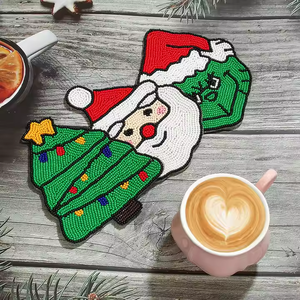 Creative Christmas Style Glass Beads Coasters Handmade <b>Tea</b> Coasters Insulated Coasters Desktop <b>Decoration</b> by MD Handicrafts - Product Image 1