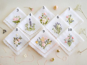 Serviette de thé à ourlet festonné, blanche, style japonais, coton et lin, brodée à la main, monogramme personnalisé, couleur et taille personnalisées - Product Image 3