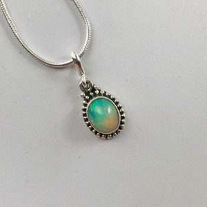 สร้อยคอจี้เงินแท้ประดับโอปอลเอธิโอเปียสำหรับผู้หญิง กำลังเป็นที่นิยม พร้อมอัญมณีธรรมชาติ จี้และชาร์มคุณภาพดี-ของขวัญ - Product Image 3