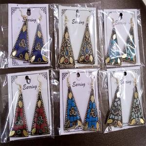 Pendientes de metal de trabajo de mosaico de diseño étnico para mujer, uso de fiesta disponible a precio de exportación desde la India. - Product Image 1