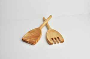 Cuchara y Tenedor para Servir Ensaladas de Madera Hechos a Mano, la Mejor Opción para Servir Pasta, Ensaladas y Mezclar - Product Image 5