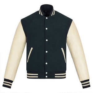 Chaqueta de béisbol Bomber Varsity de moda Chaqueta de béisbol de poliéster de manga de cuero para hombre Chaquetas universitarias personalizadas de gran tamaño - Product Image 1