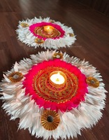 Lanterne décorative artisanale indienne traditionnelle de 8 pouces, porte-bougie Diya Rangoli pour la décoration de la maison, pour Ganpati Diwali