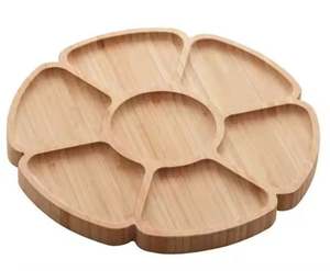 Recién llegado, piezas separadas, plato redondo de frutas secas, plato de nueces, bandeja para servir fiestas, rejillas divididas de madera, Plato de frutas - Product Image 5