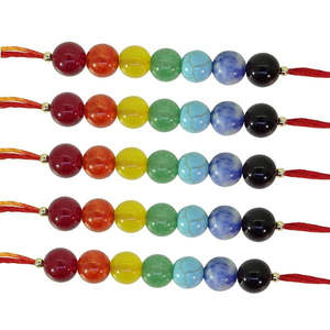 NOVAMART Fine Multicolour 7 Chakra Energetic Healing <b>Stone</b> Crystal Rakhi for Brother-Set of 5 by ARIHANT <b>GEMS</b> & JEWELS Wholesale - Product Image 1