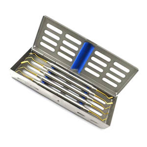 Composite Gold Tip Plugger Kit de dentiste dentaire Outils manuels avec Cassette en acier inoxydable Logo personnalisé - Product Image 1