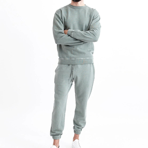 New Wholesale High Quality Custom Logo Two Piece Suits Solid Color Plain Men <b>Sweat</b> Suit <b>Sets</b> - Product Image 3