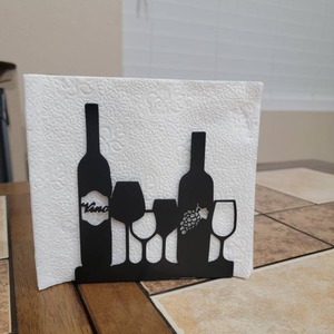 Servilletero de Metal con Acabado Negro de Diseño, con Temática de Vino, para Decoración de Mesa de Cocina y Exhibición en Fiestas - Product Image 1