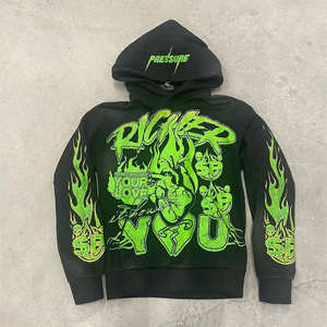 Sudaderas con capucha y sudaderas con capucha de hombre de peso pesado térmico Boxy personalizado estilo Streetwear desteñido al sol lavado con impresión de pantalla 3D Puff - Product Image 2