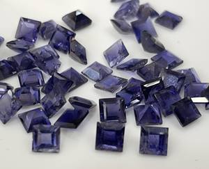 Iolite naturelle coupe carrée 5mm coupe à facettes-pierre précieuse lâche coupe carrée iolite qualité supérieure - Product Image 1