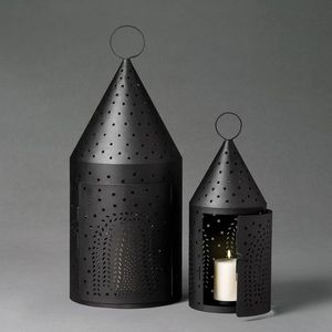 Direct Factory Premium Quality Home Decor Grande bougie lanterne en métal doré avec poignée Lot de 2 - Product Image 4