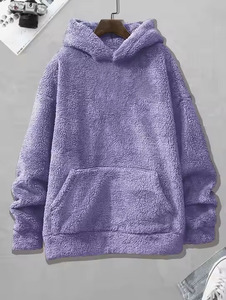 Sweat à capuche en peluche surdimensionné avec poches Pull floue Motif camouflage Col rond Sweat à capuche coupe ample pour hommes - Product Image 5