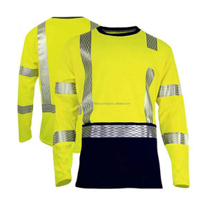 High Visibility Safety T <b>Shirt</b> With Reflective Strips Crew Neck Short Sleeve And Full Sleeve Workwear For Men Comfortable Fit - Product Image 1