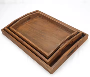 Elegante bandeja de madera hecha a mano en forma de rectángulo para servir y uso doméstico por Crescent Crafts - Product Image 3