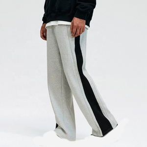Streetwear personnalisé pour hommes Pantalon évasé baggy rayé à jambes larges Style décontracté Double taille lourde épaisse surdimensionnée en toile durable - Product Image 1
