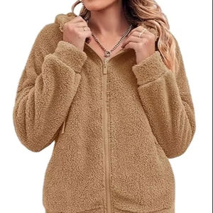 Veste en fourrure sherpa pour femmes, à capuche, printemps, automne, mode de transition, manteau mignon - Product Image 1