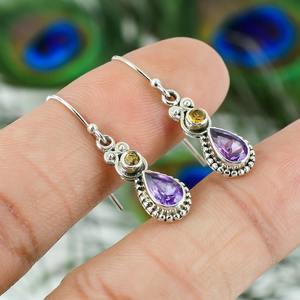 Pendientes de plata de ley sólida 925 con piedras preciosas de amatista, los mejores pendientes de diseñador para mujeres y niñas, Pendientes colgantes, joyería de plata - Product Image 3