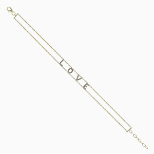 Diamante inicial amor diamante sólido 14K oro amarillo cadena pulsera joyería personalizar pulsera joyería fina para regalo al por mayor - Product Image 1