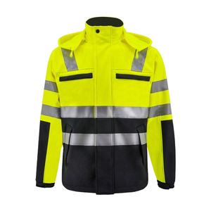 Veste de sécurité en polyester antistatique softshell vert haute visibilité imperméable pour le travail d'hiver avec bande réfléchissante pour hommes - Product Image 1