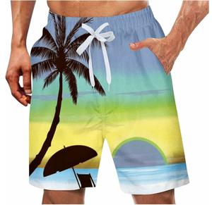 Shorts de bain pour hommes en polyester respirant à 100%, sublimation, imprimés, avec cordon de serrage, vêtements de plage, shorts de bain avec poches - Product Image 1