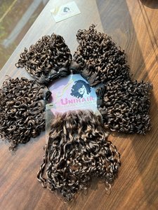 Pixie Curly Cut Short Ombre brun Couleur 100% VietNam Cheveux Humains pour perruque faite prix de gros - Product Image 4