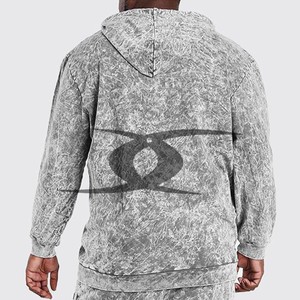 Chándal personalizado de alta calidad, corte y costura de lana, de lavado ácido Chándales, conjuntos de Fitness desteñidos al sol, conjunto de pantalones de chándal y Sudadera con capucha para correr - Product Image 4