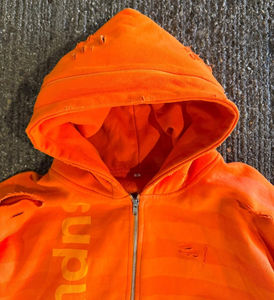 เสื้อมีฮู้ดผู้ชายลายทางผ้าฝ้ายพิมพ์ลายดิจิทัลพิมพ์ลายดิจิทัลแบบคร็อปซิปขึ้น - Product Image 3